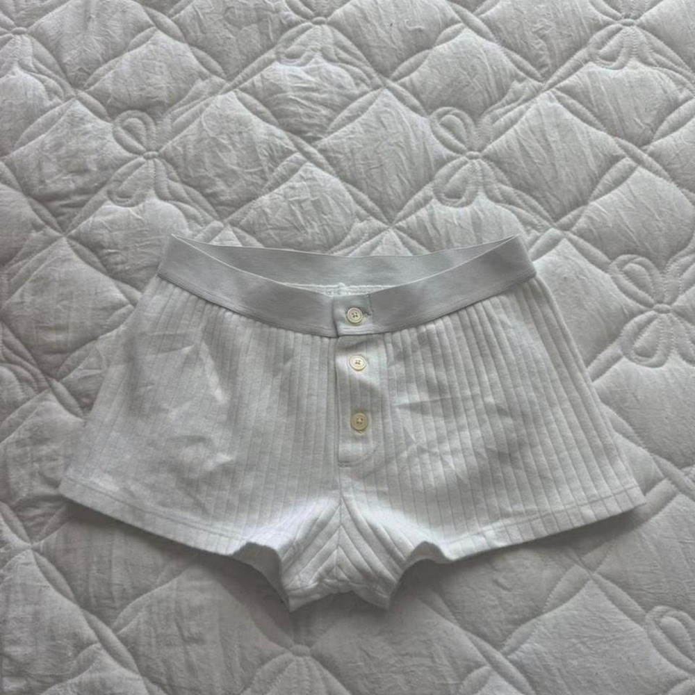 white brandy melville ribbed cotton shorts